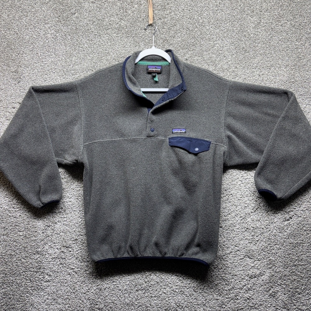 Patagonia Gray Synchilla Snap-T Fleece Long Sleeve Pullover Mens Jacket Size S
